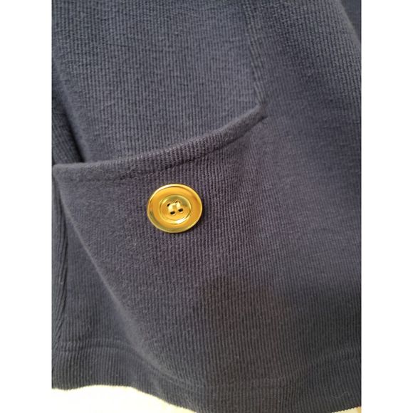 Karen Scott Sport Women's Zip Up Sweater Size Medium Navy Blue With Gold Buttons - Picture 5 of 6